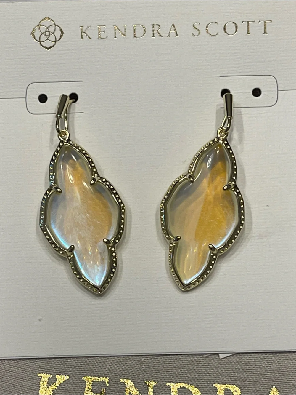 Kendra Scott Abble Drop Earrings gold dichroic glass